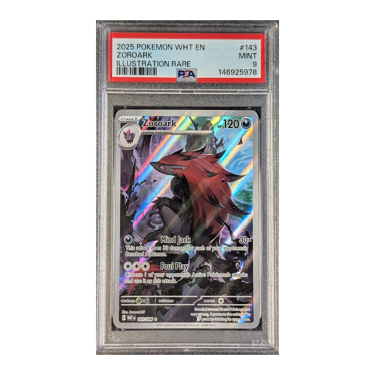slabs-lower-mb_0000_zoroark-143-eng-9.png PSA 9 MINT: Zoroark White Flare 143 - Afbeelding 1