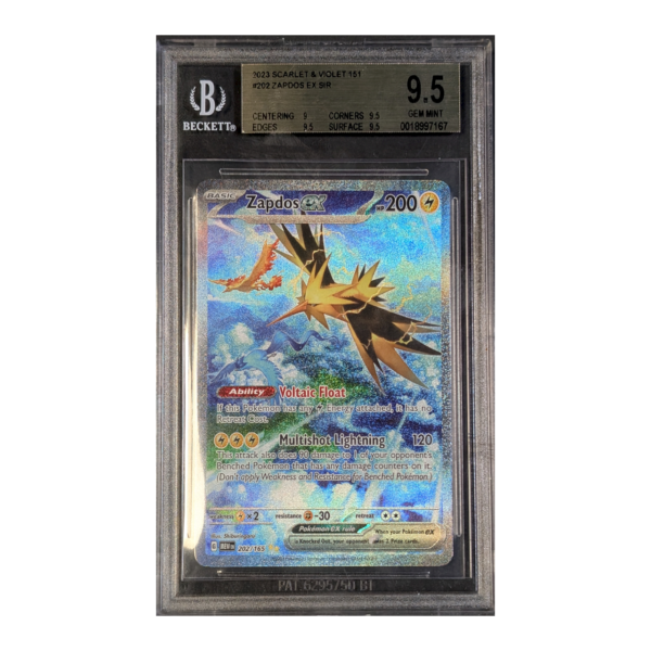 Beckett 9.5 GEM MINT: Zapdos ex SIR Scarlet & Violet 151 202