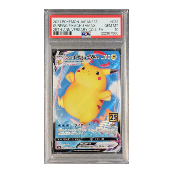 PSA 10 GEM MT: Surfing Pikachu VMAX 25th Anniversary Collection 22 (Japans)