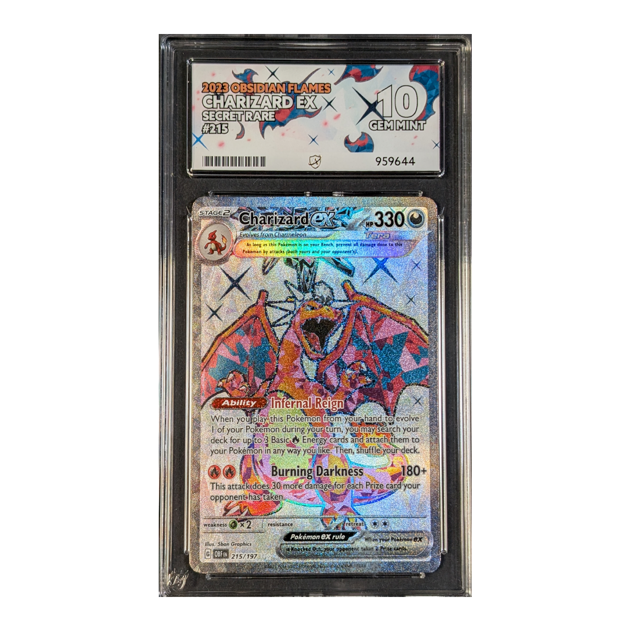 slabs-lower-mb_0035_charziard-215-eng-10.png Ace 10 GEM MINT: Charizard ex Obsidian Flames 215 - Afbeelding 1